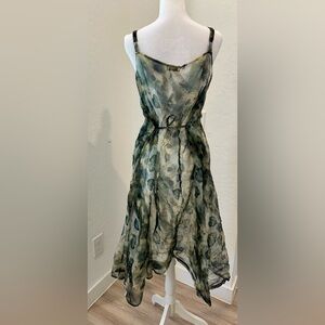 Krista Larson Silk Botanical Overdress | Artisan Green Leaf Print | Made in USA